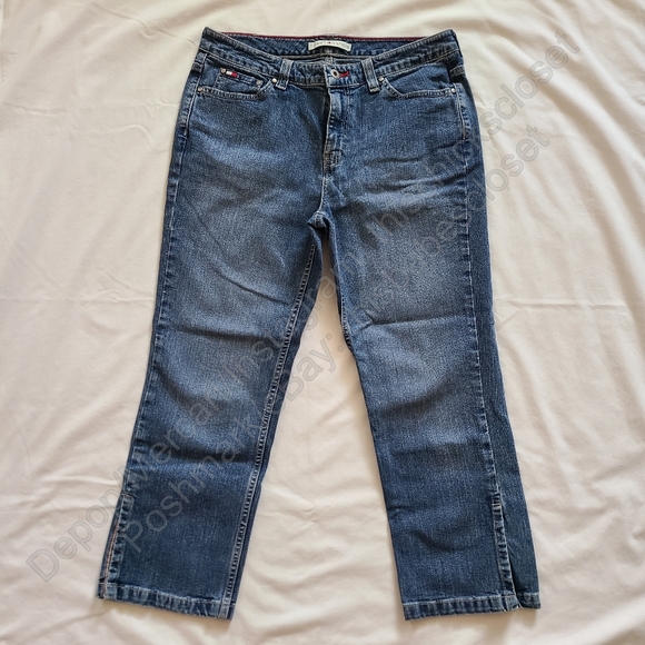 ❤️VGUC Tommy Hilfiger Medium Blue Wash y2k Slit Ankle Straight Leg Denim Jeans 8 - Picture 1 of 15
